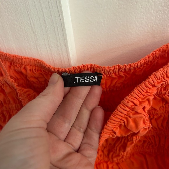 .Tessa Coral orange smocked spaghetti strap maxi dress - Picture 4 of 7